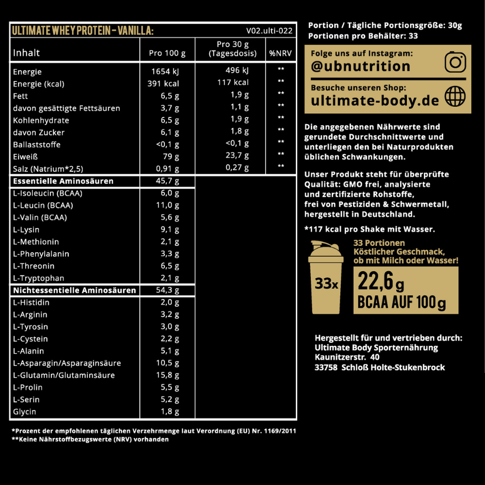 Ultimate 100% Whey Protein - Vanille 1000g