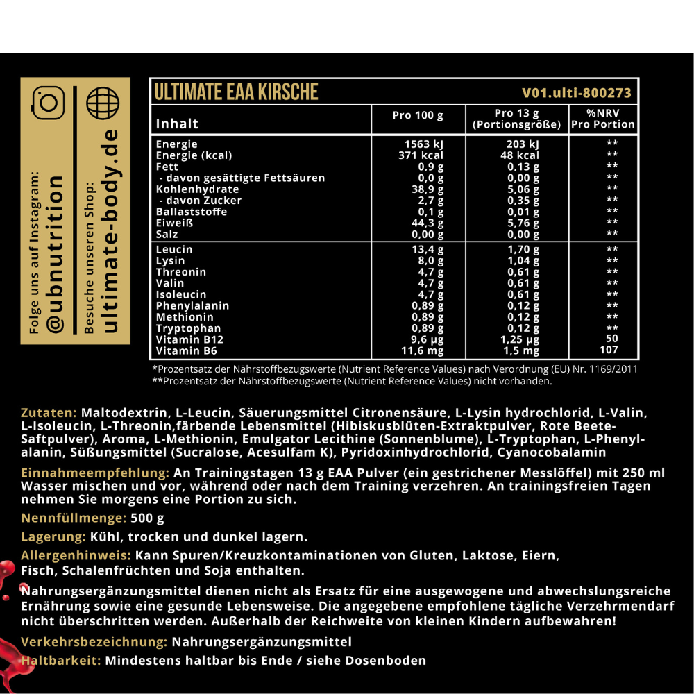 Ultimate EAA-Pulver 500g- Kirschexplosion!