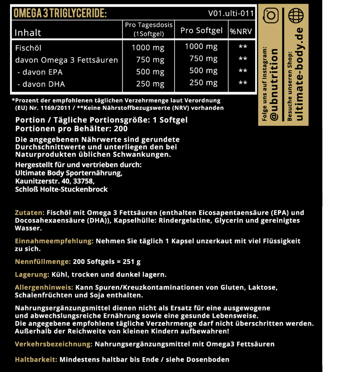 Ultimate Omega-3 Triglyceride 200 Softgels