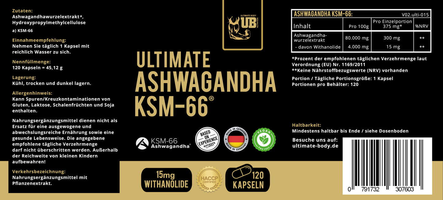 Ultimate Ashwaganda KSM 66 120 Veggie Caps