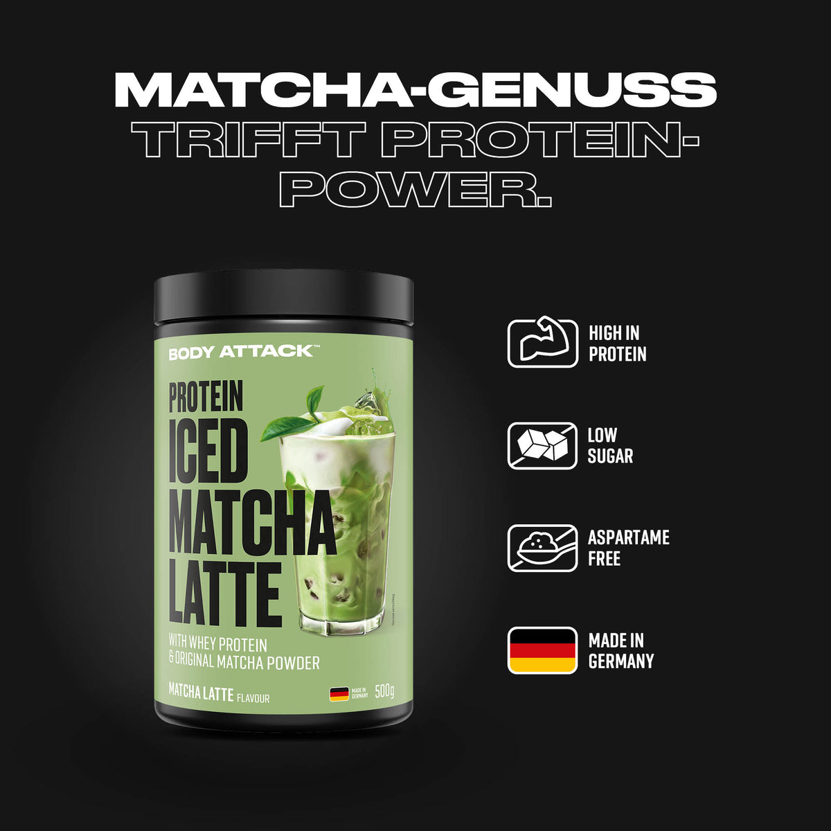 Body Attack Protein Iced Matcha Latte