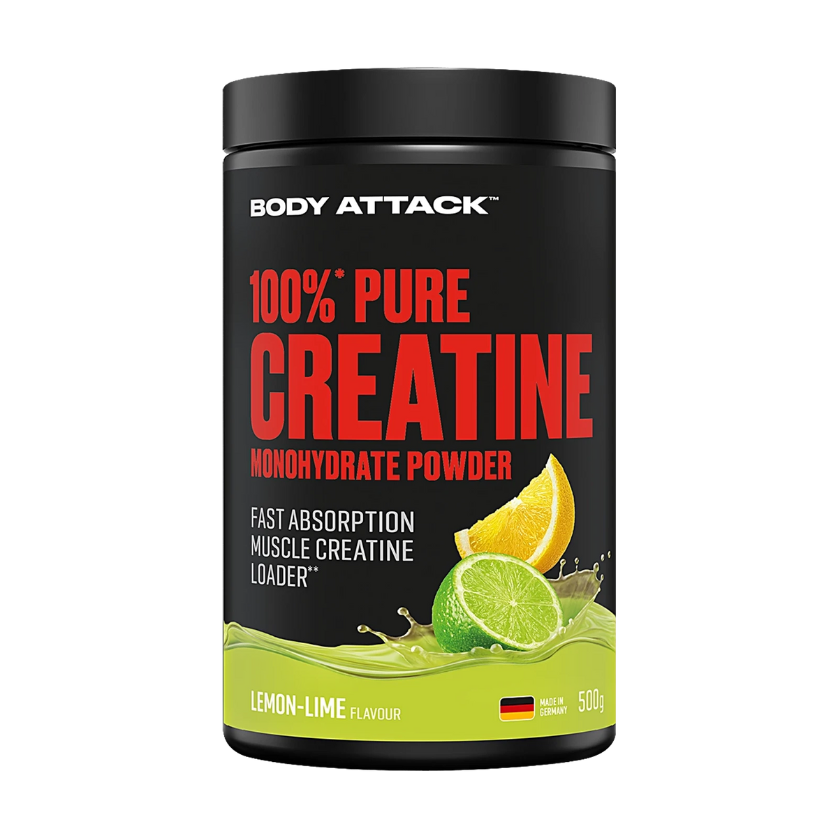 Body Attack 100% Pure Creatine Monohydrate mit Geschmack – Lemon Lime