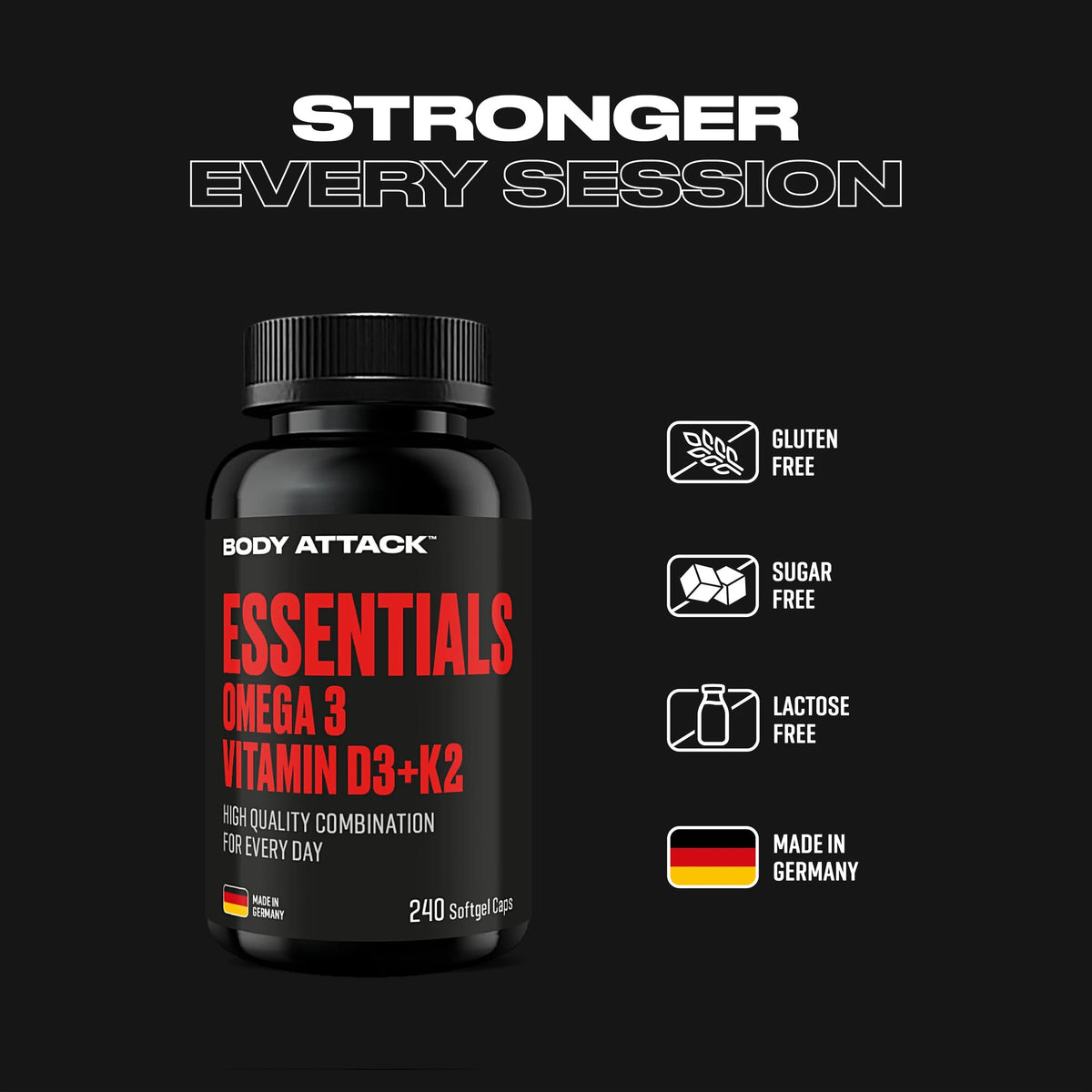 Body Attack Essentials Omega 3 + D3 + K2